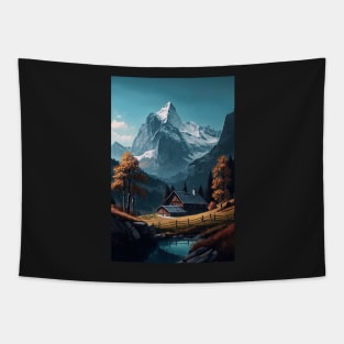 Switzerland Mountain Landscape Home Drawing Tapestry