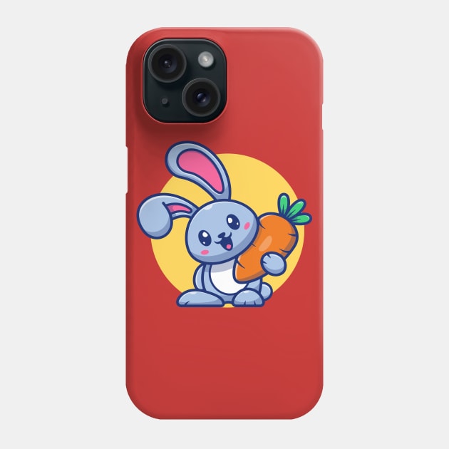 Cute Rabbit Holding Carrot Cartoon Phone Case by Catalyst Labs