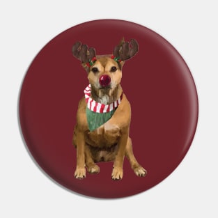 Dog with Reindeer Antlers Pin