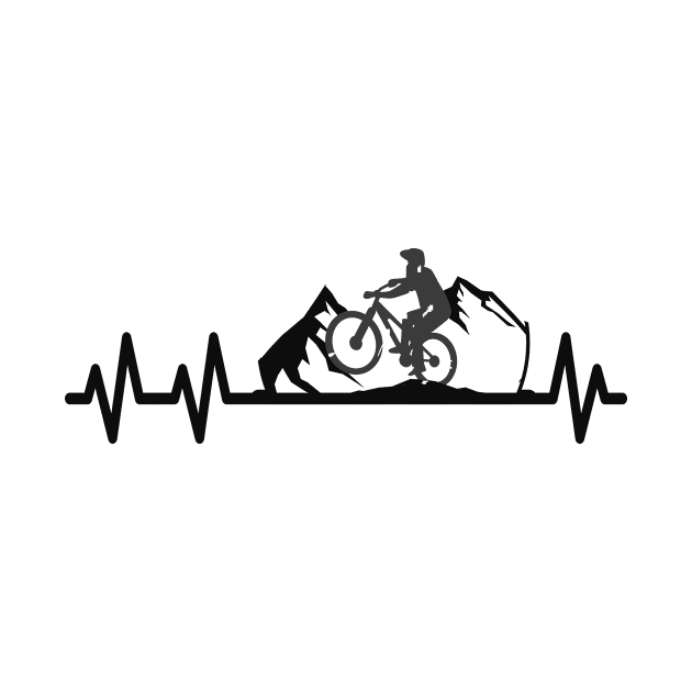 Mountain Bike Heartbeat Pulse Cyclist by Foxxy Merch