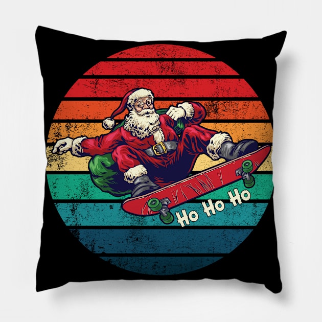 Santa Christmas HoHoHo Cool Santa Vintage Pillow by tabaojohnny