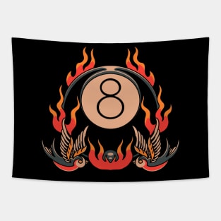 flaming eight ball tattoo Tapestry