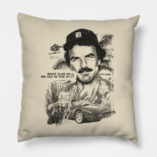 80s Tom Selleck Pillow by Freya Fernand3z