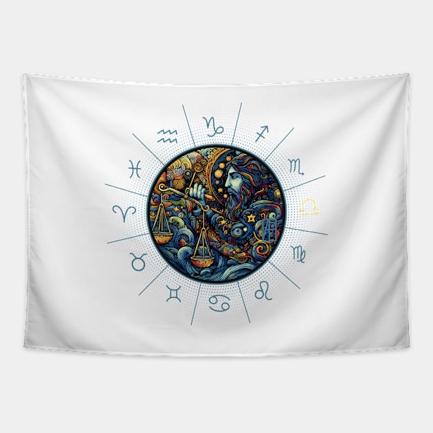 ZODIAC Libra - Astrological LIBRA - LIBRA - ZODIAC sign - Van Gogh style - 3 Tapestry by ArtProjectShop