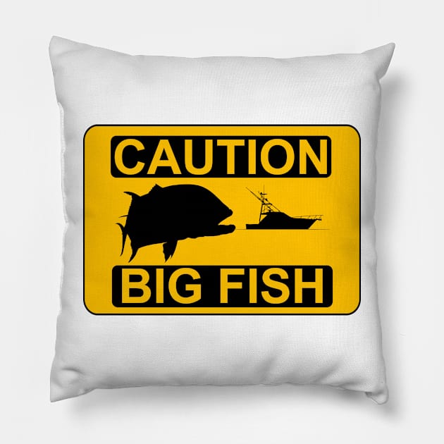 Caution big fish Pillow by Art by Paul