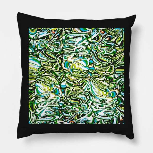 Pond Pour - Funky Green Pattern - Paint Pour Art - Unique and Vibrant Modern Home Decor for enhancing the living room, bedroom, dorm room, office or interior. Digitally manipulated acrylic painting. Pillow by cherdoodles