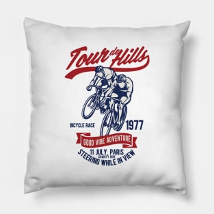 Tour De Hills. For the hipster cycling fanatic and hill climb lover. Pillow