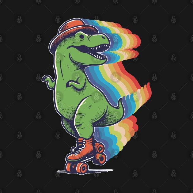 T-Rex playing roller skates by Yopi