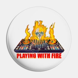 Dj music skull turntable fire lit cool art edm hiphop dance Beats vinyl Pin