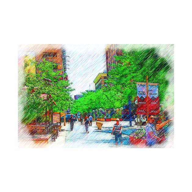 Denver 16th Street Mall Sketched by KirtTisdale