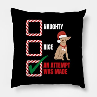 Naughty or Nice Christmas Chihuahua Dog Pillow