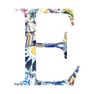 Barcelona Gaudi Mosaic Letter E Epsilon Sorority Letter T-Shirt