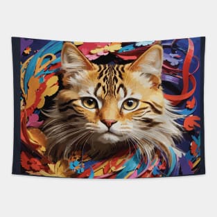 Colorful Cat-titude: A Kaleidoscope of Whiskers Tapestry