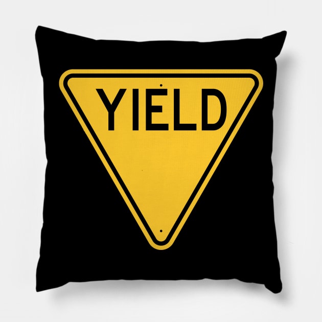 Retro Yield Sign 2 (new) Pillow by GloopTrekker