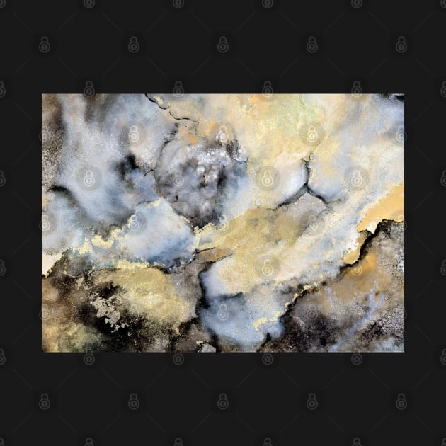 Blue, Gold and Grey Marble effect, Abstract Art by MyAbstractInk