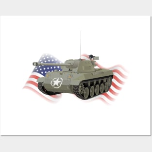 M4 Sherman American WW2 Tank with Flag Art Print for Sale by NorseTech
