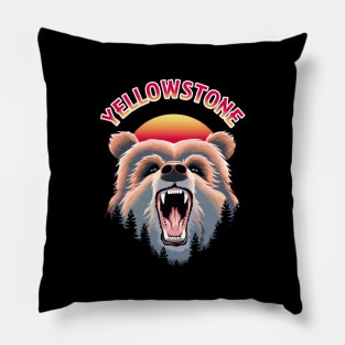 Grizzly Bear Face - Yellowstone Wildlife Pillow