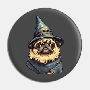 Cute Pug Wizard design Pin