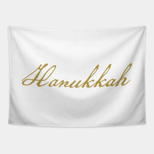 Hanukkah Gold Script Typography Tapestry