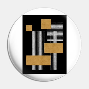 Stripes and Square Composition - Black Gold Pin