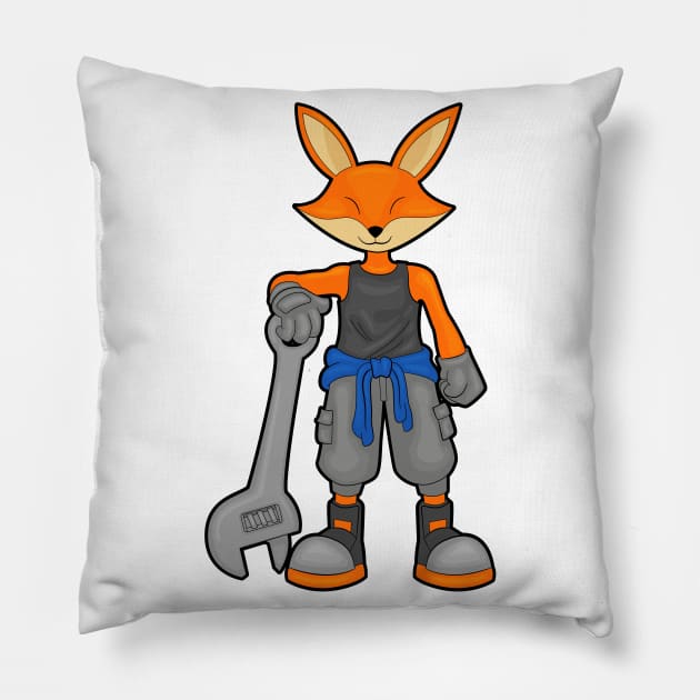 Fox as Mechanic with Spanner Pillow by Markus Schnabel