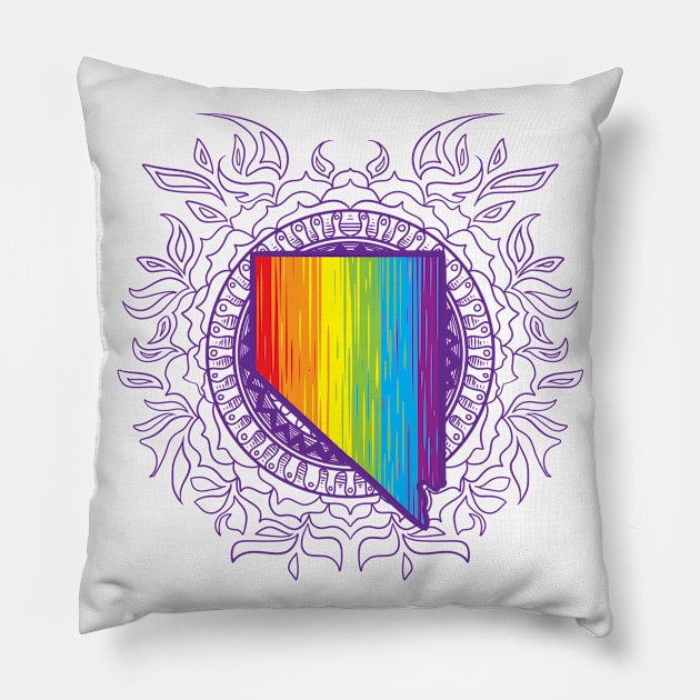 Nevada Mandala Pride Pillow by Manfish Inc.