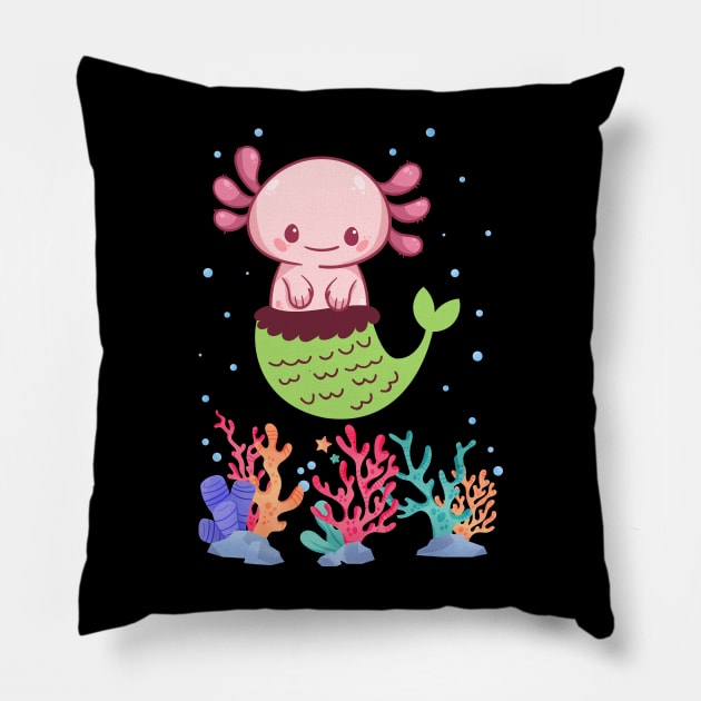 Axolotl Fish Axolotl Mermaid sea Ocean White-Axolotl Lizard Pillow by Msafi