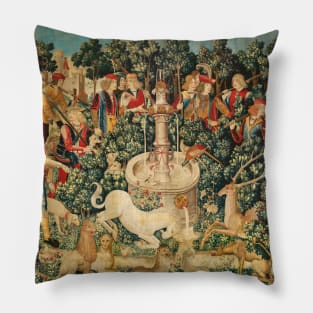 UNICORN IS FOUND Fountain,Other Animals,Green Floral Pillow