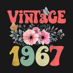 Vintage 1967 Floral Retro Groovy 56th Birthday T-Shirt