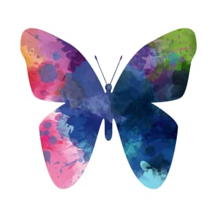 Multi-color butterfly. Watercolor, paints. T-Shirt