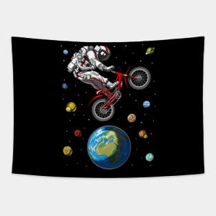 Astronaut Bicycle Jumping Tapestry