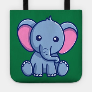 Cute Elephant Sitting Cartoon Tote