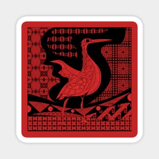 agami heron bird in ecopop talavera pattern wallpaper art in red Magnet
