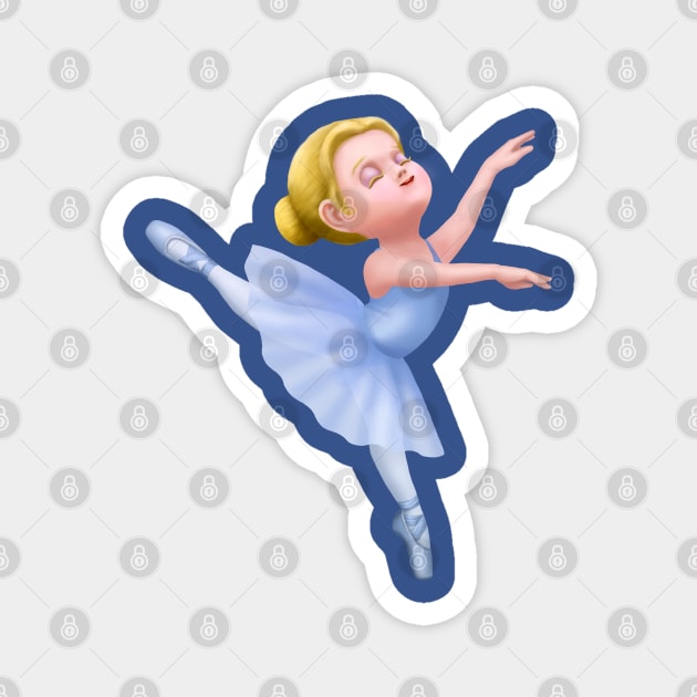 Cute Blue Tutu Ballerina Girl Dancer Magnet by Irene Koh Studio