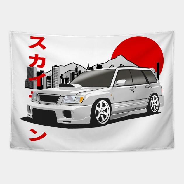 Subaru Forester SF Japanese Retro Style Tapestry by Rebellion Store