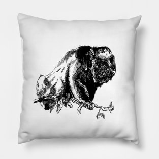 Howler Monkey Ink Drawing Pillow