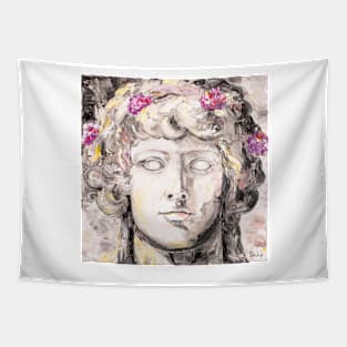 Dionysus Black and White Portrait Tapestry