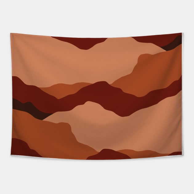 Red Mountains Minimal Landscape Tapestry by Trippycollage