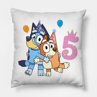 Bluey Happy 5 Years Birthday Pillow