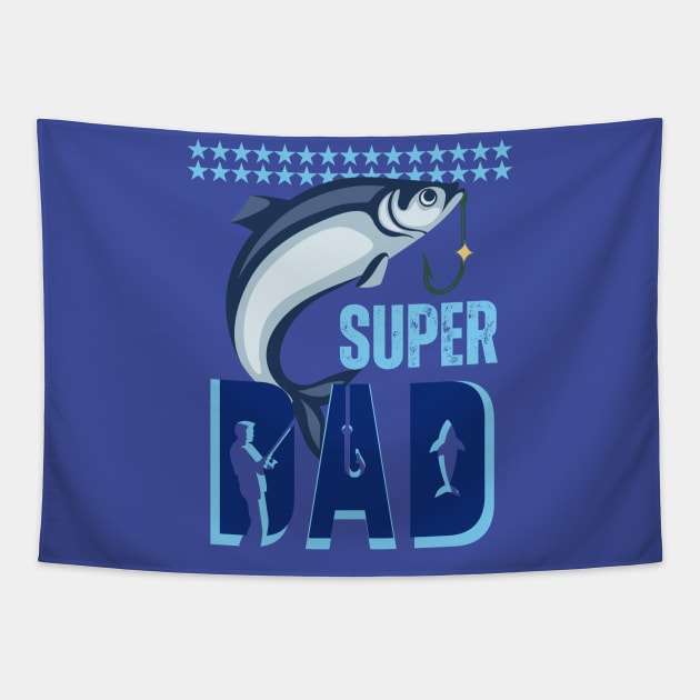 SUPER ANGLER DAD Tapestry by Dot68Dreamz