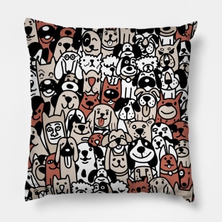 Cute dogs. Doodle style ,Different type of vector cartoon dog faces for design. Pillow