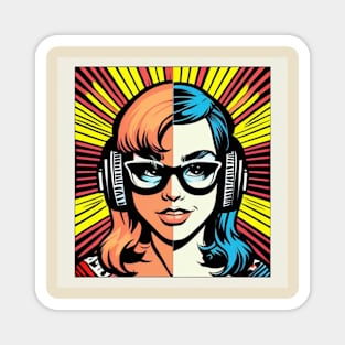 Vintage Pop Art Rock Out Girl Magnet