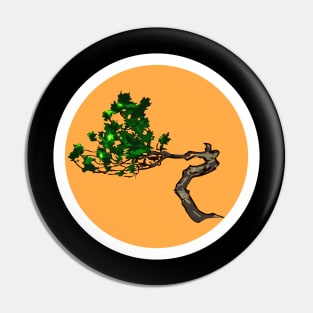 Bonsai Green on Orange Pin