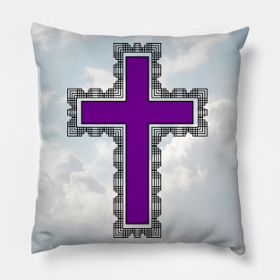 Christian Cross In The Sky (Purple) Pillow