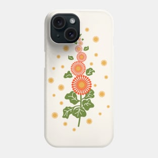 Old fashioned Hollyhock flower in ombre orange and olive green Phone Case