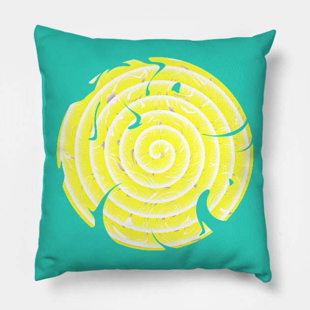 Yellow spiral abstraction Pillow by CocoDes