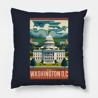 A Vintage Travel Art of Washington DC - US Pillow