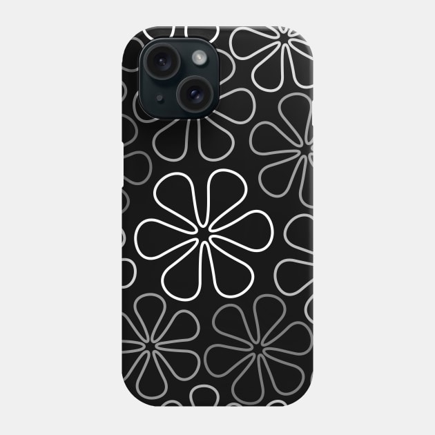 Abstract Flowers White Grays Black Phone Case by NataliePaskell