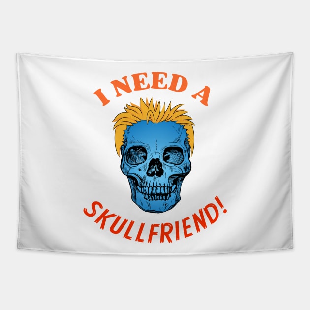 SKULLFRIEND -2- Skull with Yellow Hair | Dead Horror | Happy Halloween | Funny Halloween | Halloween Costume Tapestry by Cosmic Story Designer