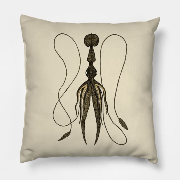 Squid Illustration Pillow by djrbennett